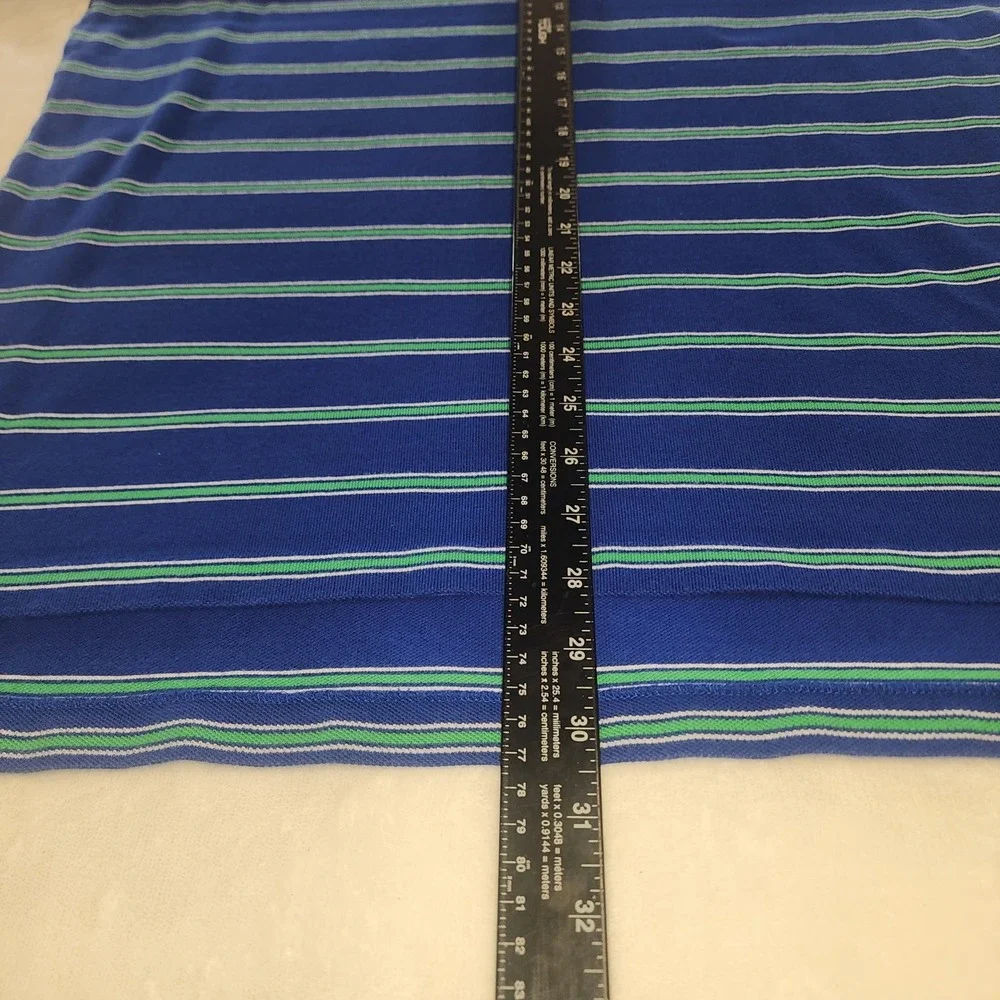 Polo Ralph Lauren Mens Large Blue Green Striped‎ Short Sleeve Cotton Polo Shirt